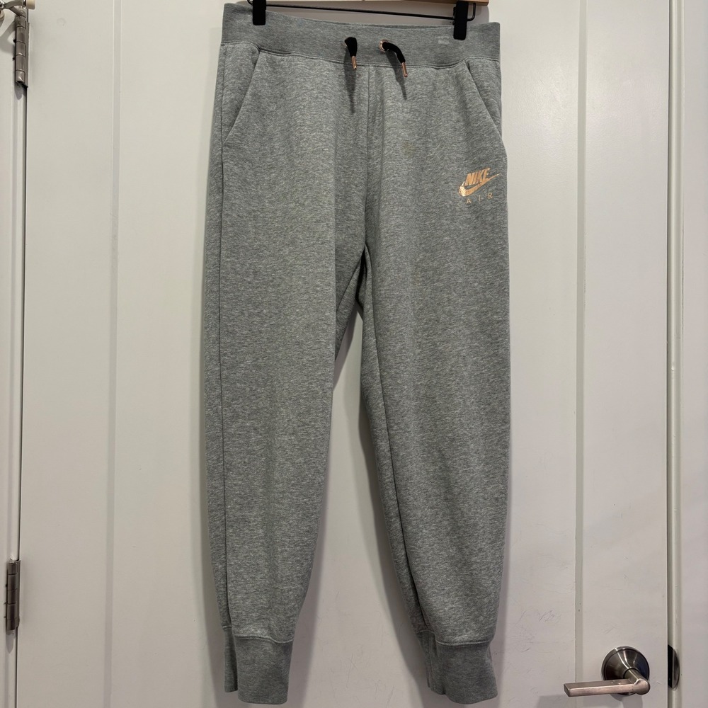 Nike Air Womens Grey Rose Gold Fleece Joggers Sweatpants Size Medium